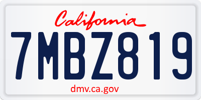 CA license plate 7MBZ819