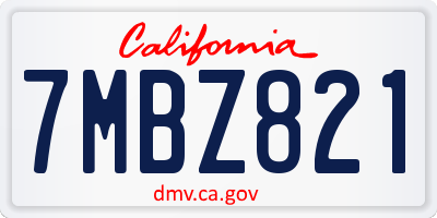CA license plate 7MBZ821