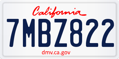 CA license plate 7MBZ822
