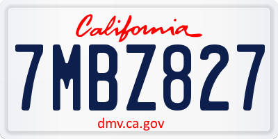 CA license plate 7MBZ827