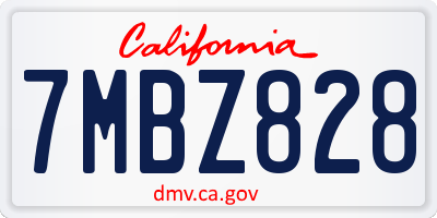 CA license plate 7MBZ828