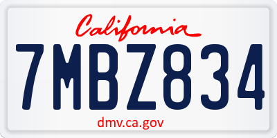CA license plate 7MBZ834