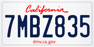 CA license plate 7MBZ835