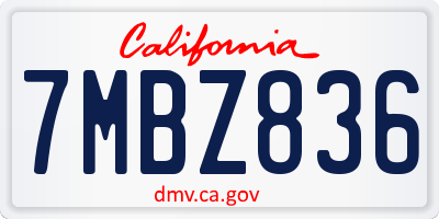 CA license plate 7MBZ836