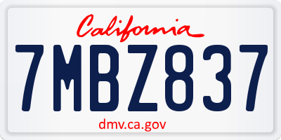 CA license plate 7MBZ837