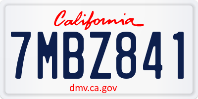 CA license plate 7MBZ841
