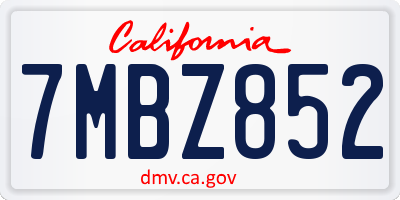 CA license plate 7MBZ852
