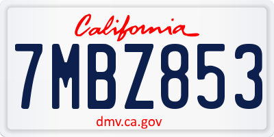 CA license plate 7MBZ853