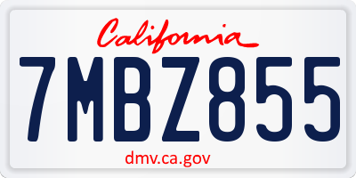 CA license plate 7MBZ855