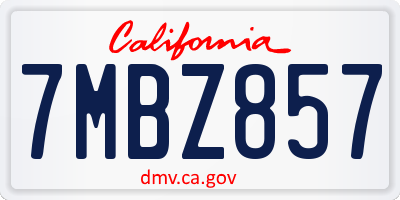 CA license plate 7MBZ857