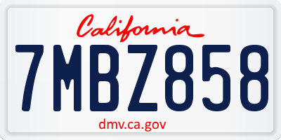 CA license plate 7MBZ858
