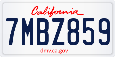 CA license plate 7MBZ859