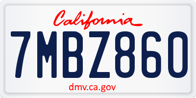 CA license plate 7MBZ860