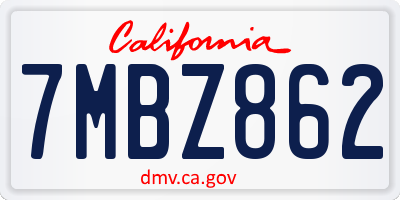 CA license plate 7MBZ862