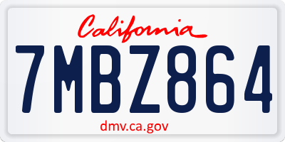 CA license plate 7MBZ864