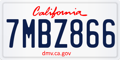 CA license plate 7MBZ866