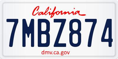 CA license plate 7MBZ874