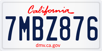 CA license plate 7MBZ876