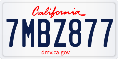CA license plate 7MBZ877