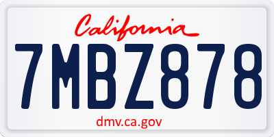 CA license plate 7MBZ878