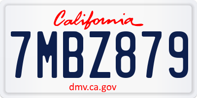 CA license plate 7MBZ879