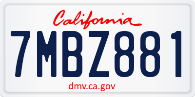 CA license plate 7MBZ881