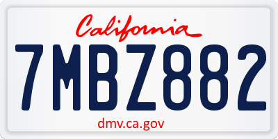 CA license plate 7MBZ882
