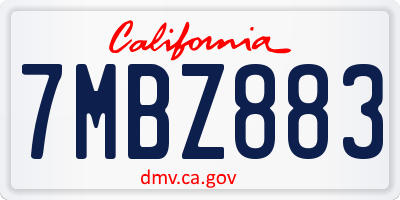 CA license plate 7MBZ883