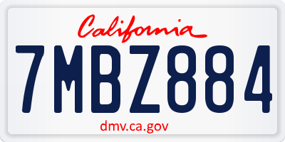 CA license plate 7MBZ884