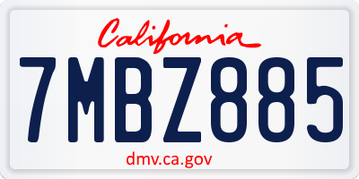 CA license plate 7MBZ885