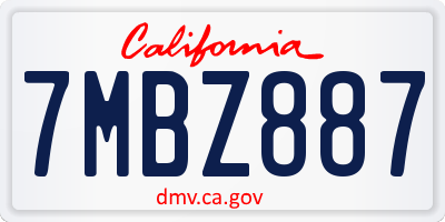 CA license plate 7MBZ887