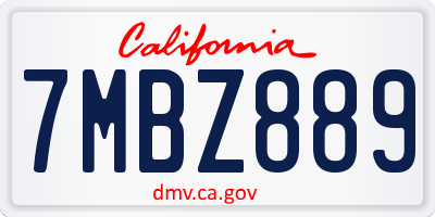 CA license plate 7MBZ889