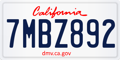 CA license plate 7MBZ892