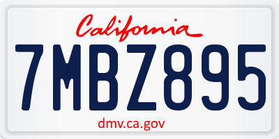 CA license plate 7MBZ895