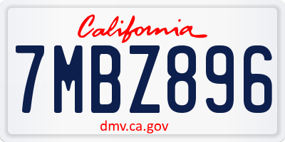 CA license plate 7MBZ896