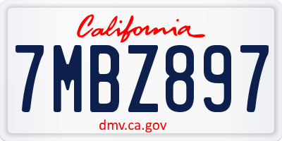 CA license plate 7MBZ897
