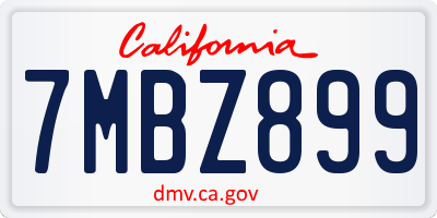 CA license plate 7MBZ899