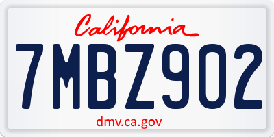 CA license plate 7MBZ902