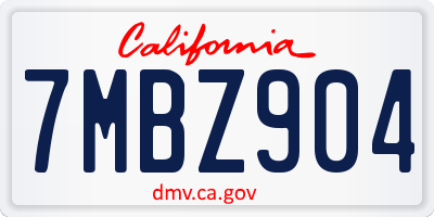 CA license plate 7MBZ904