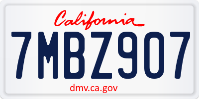 CA license plate 7MBZ907