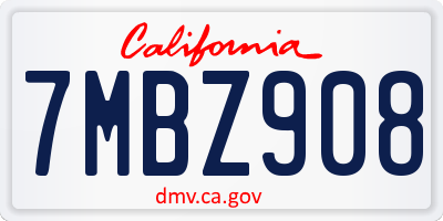 CA license plate 7MBZ908