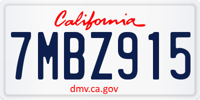 CA license plate 7MBZ915