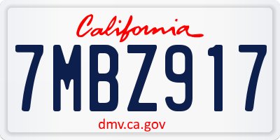 CA license plate 7MBZ917