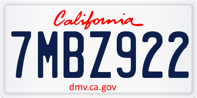 CA license plate 7MBZ922