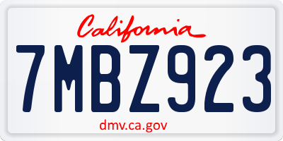 CA license plate 7MBZ923