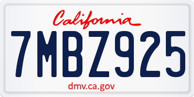 CA license plate 7MBZ925