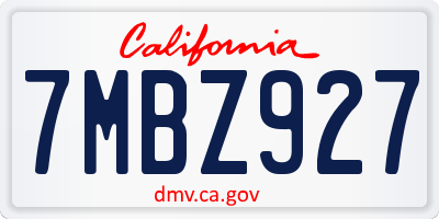 CA license plate 7MBZ927