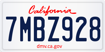 CA license plate 7MBZ928