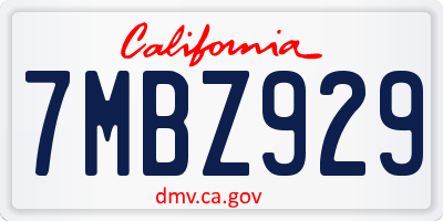 CA license plate 7MBZ929