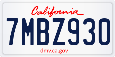 CA license plate 7MBZ930